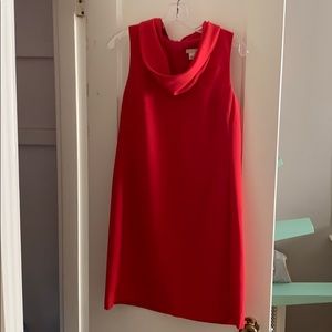 Red cowl neck jcrew dress